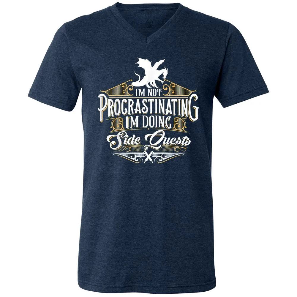 I'm Doing Side Quests Unisex V-Neck T-Shirt - Heather Navy - 15