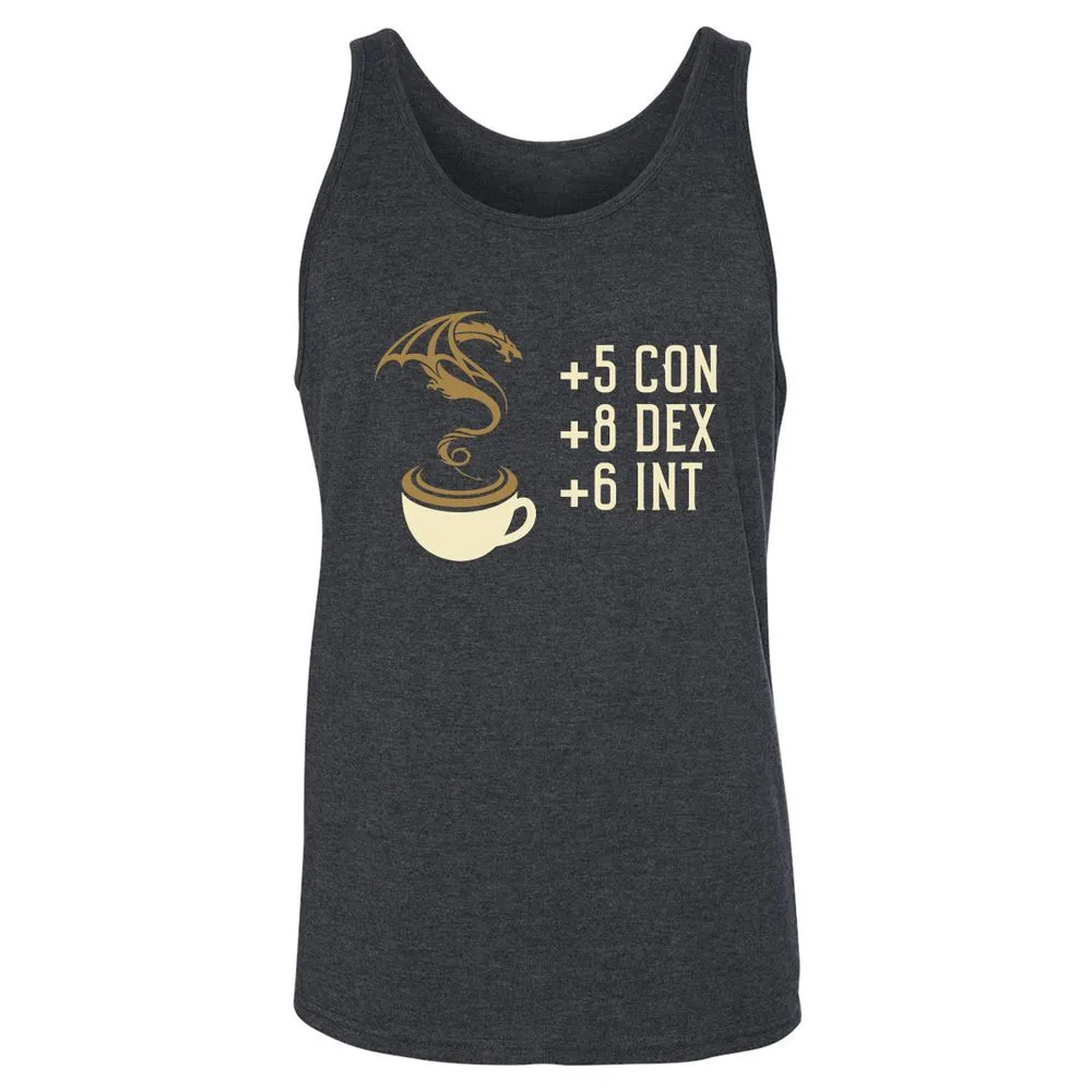 Coffee Dragon Unisex Jersey Tank - Dark Grey Heather - 6