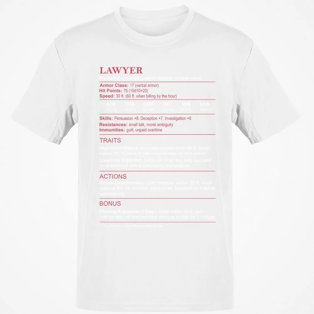 Lawyer Stats Classic Unisex T-Shirt - White - 12