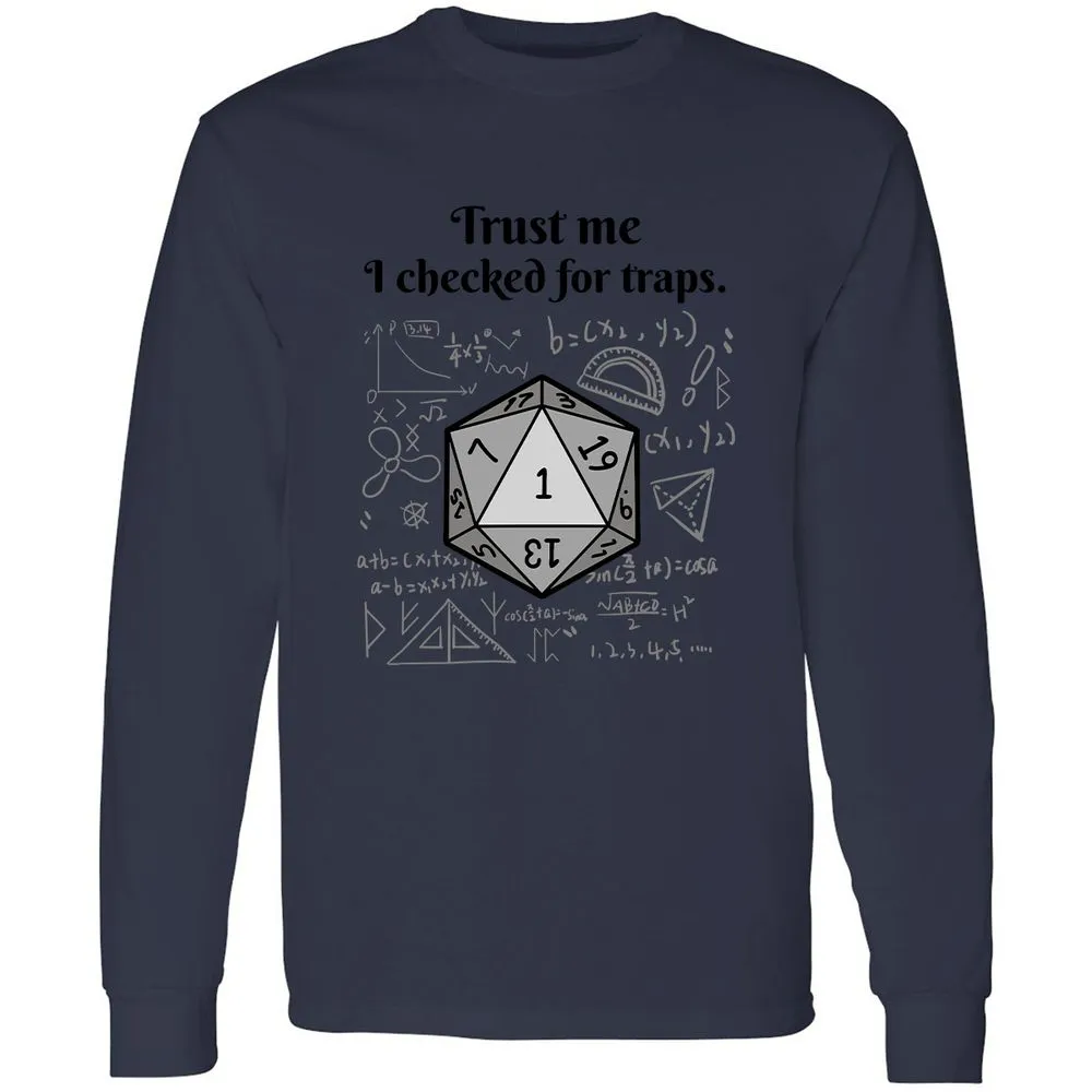 Trust me, I checked for traps. Long Sleeve T-Shirt - Navy - 12