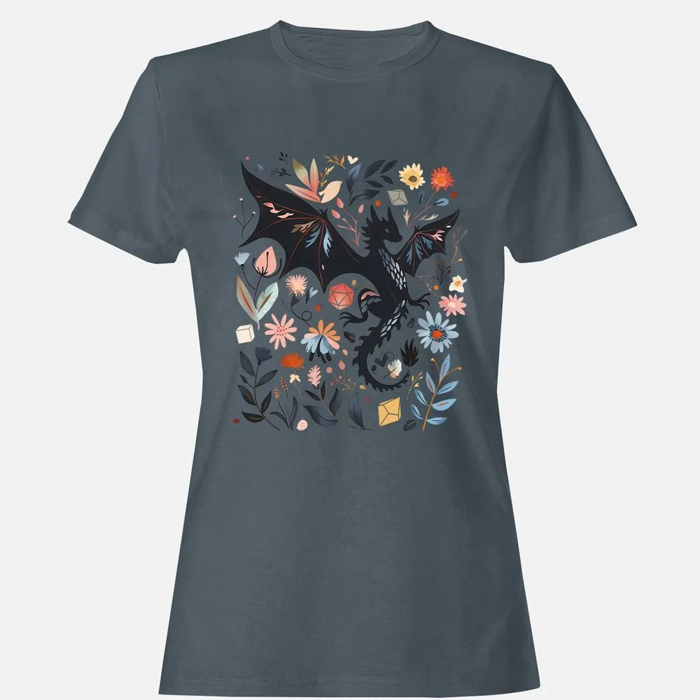 Floral DnD Dragon - Charcoal - 3