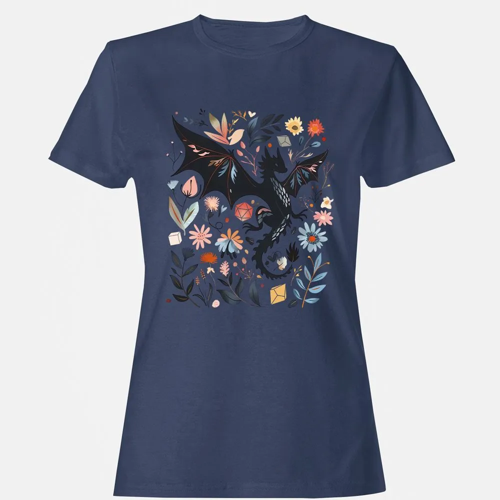 Floral DnD Dragon - Navy - 10