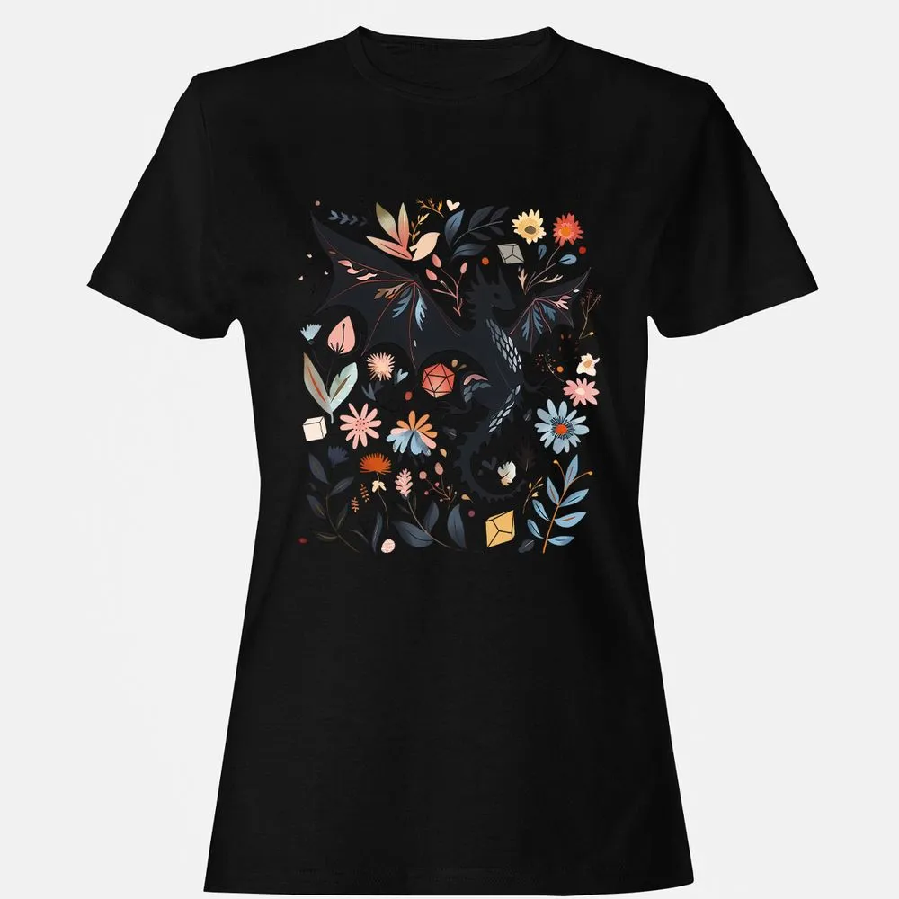 Floral DnD Dragon - Black - 16