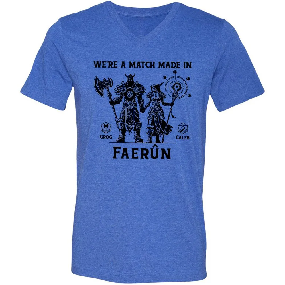 Custom DnD Class Couple Unisex V-Neck T-Shirt - Heather True Royal - 14