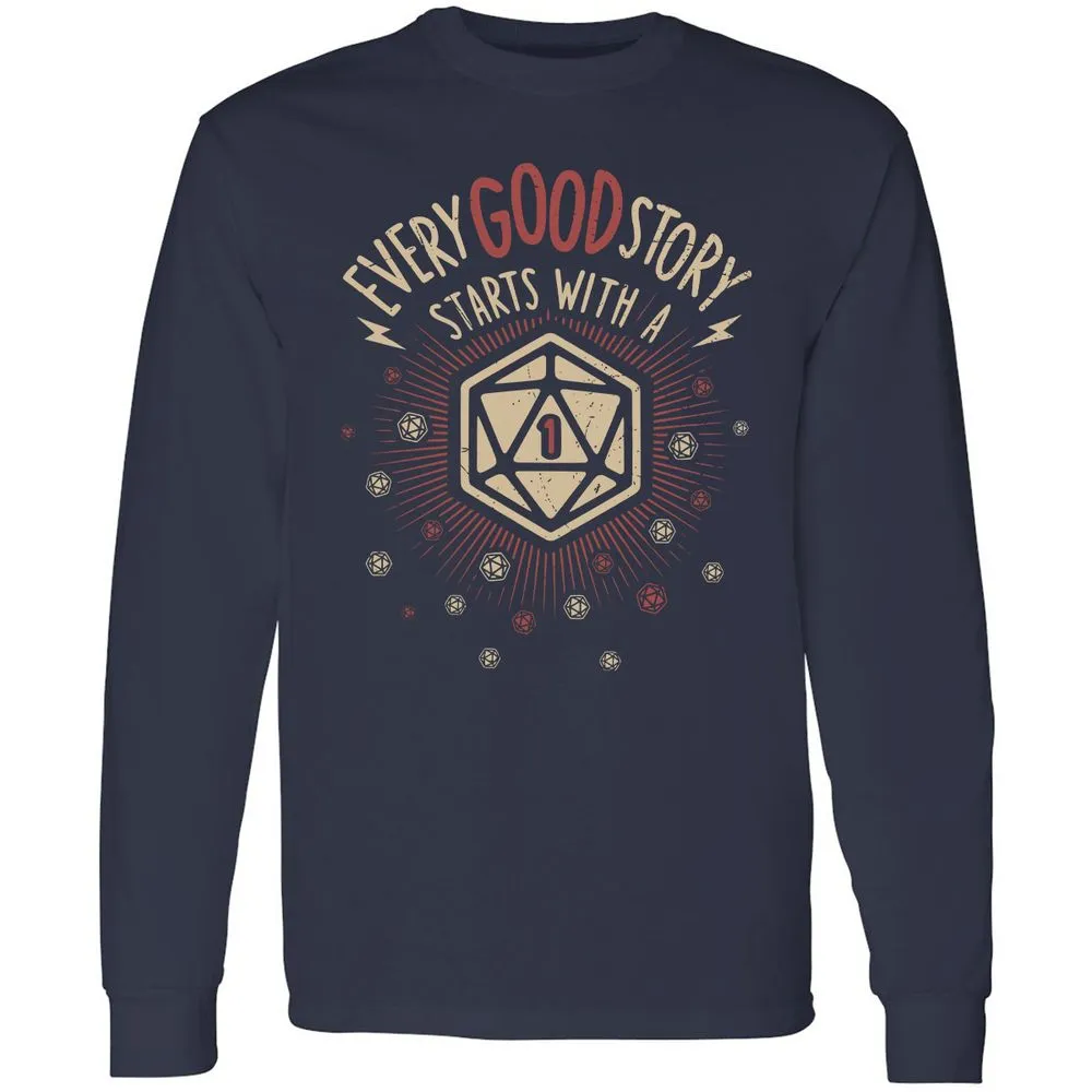 Good Story Starts With A 1 Long Sleeve T-Shirt - Navy - 2
