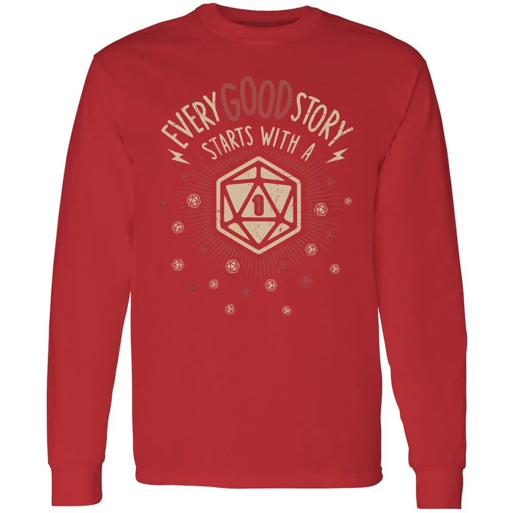 Good Story Starts With A 1 Long Sleeve T-Shirt - Red - 14