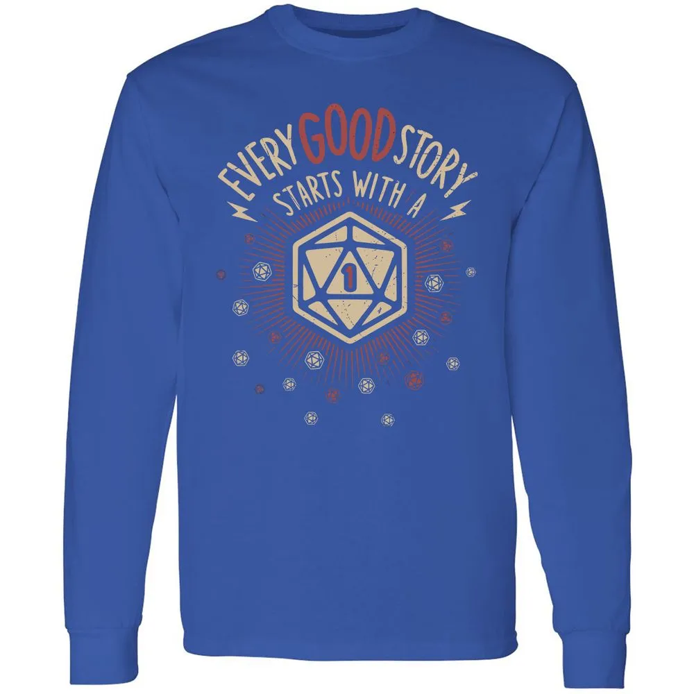 Good Story Starts With A 1 Long Sleeve T-Shirt - Royal - 8