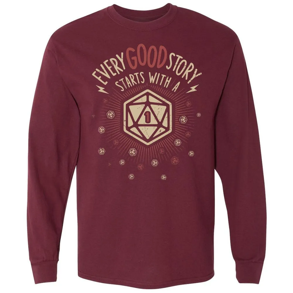 Good Story Starts With A 1 Long Sleeve T-Shirt - Maroon - 11
