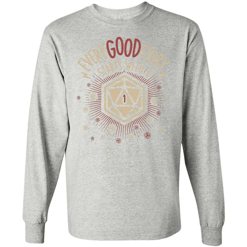 Good Story Starts With A 1 Long Sleeve T-Shirt - Ash - 7