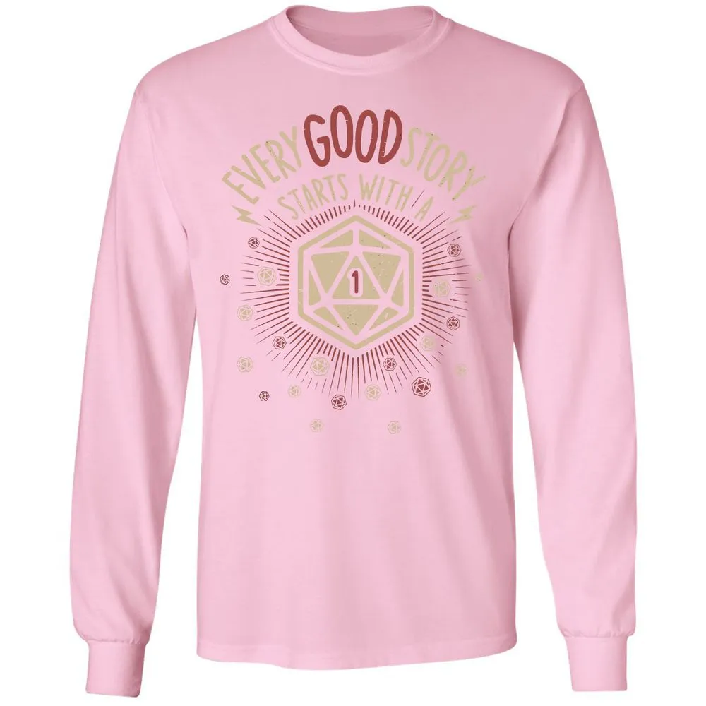 Good Story Starts With A 1 Long Sleeve T-Shirt - Light Pink - 3