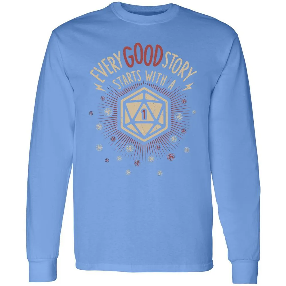 Good Story Starts With A 1 Long Sleeve T-Shirt - Carolina Blue - 12