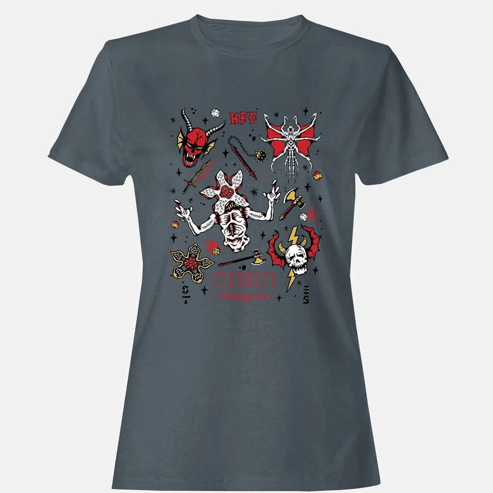 STRANGER DUNGEON Women's T-Shirt - Charcoal - 3