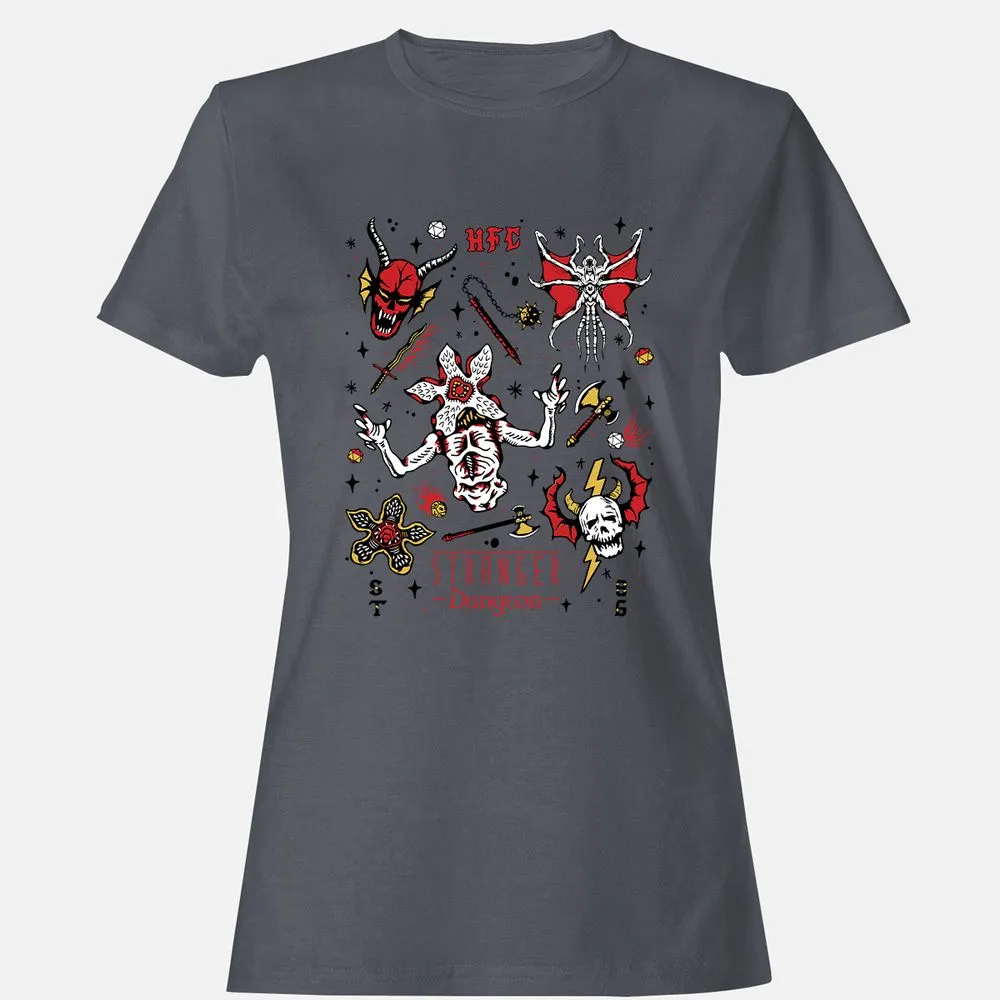 STRANGER DUNGEON Women's T-Shirt - Dark Heather - 5