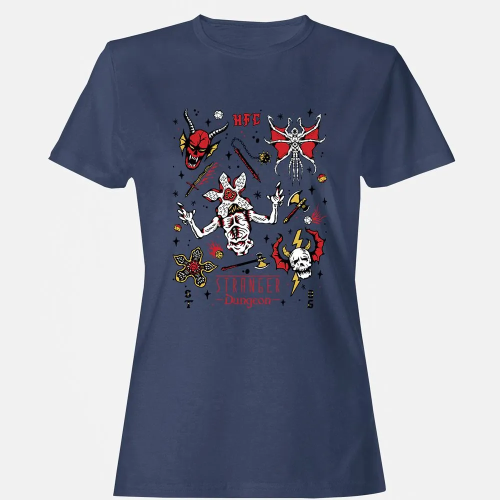 STRANGER DUNGEON Women's T-Shirt - Navy - 10
