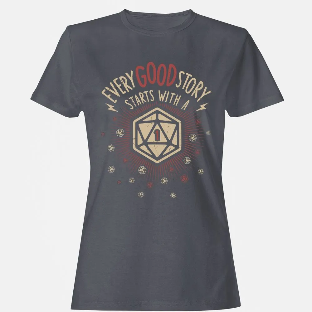 Good Story Starts With A 1 Women's T-Shirt - Dark Heather - 5
