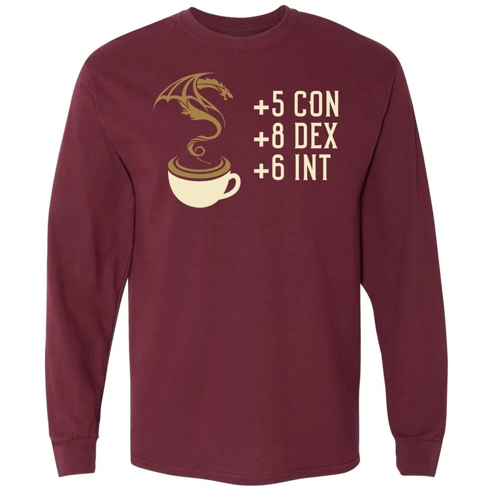 Coffee Dragon Long Sleeve T-Shirt - Maroon - 11