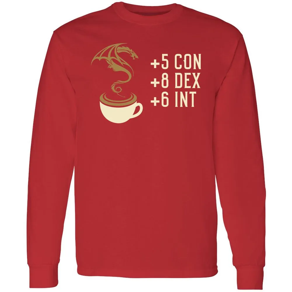 Coffee Dragon Long Sleeve T-Shirt - Red - 14