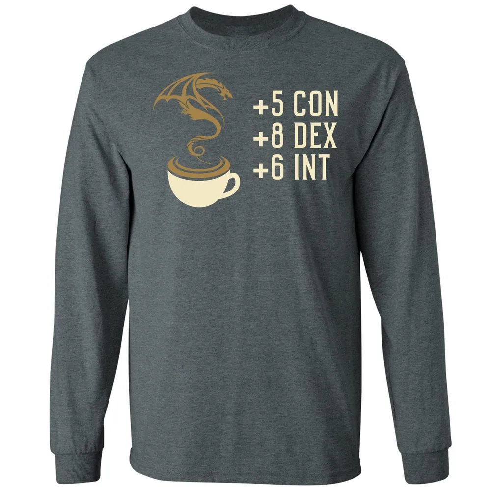 Coffee Dragon Long Sleeve T-Shirt - Dark Heather - 15