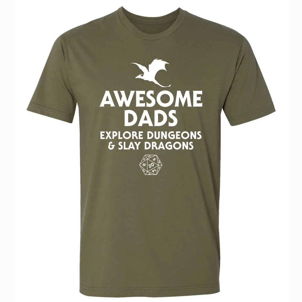 Awesome Dads Slay Dragons Premium Unisex T-Shirt - Military Green - 5