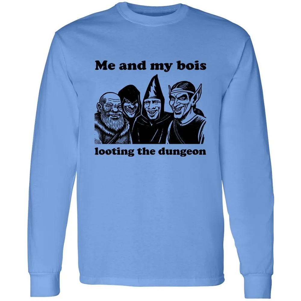 Me and my bois looting the dungeon Long Sleeve T-Shirt - Carolina Blue - 2