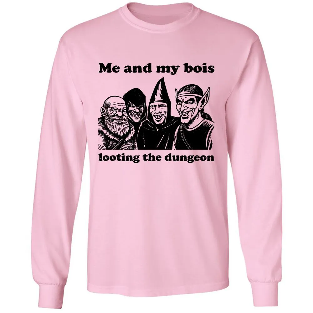 Me and my bois looting the dungeon Long Sleeve T-Shirt - Light Pink - 3
