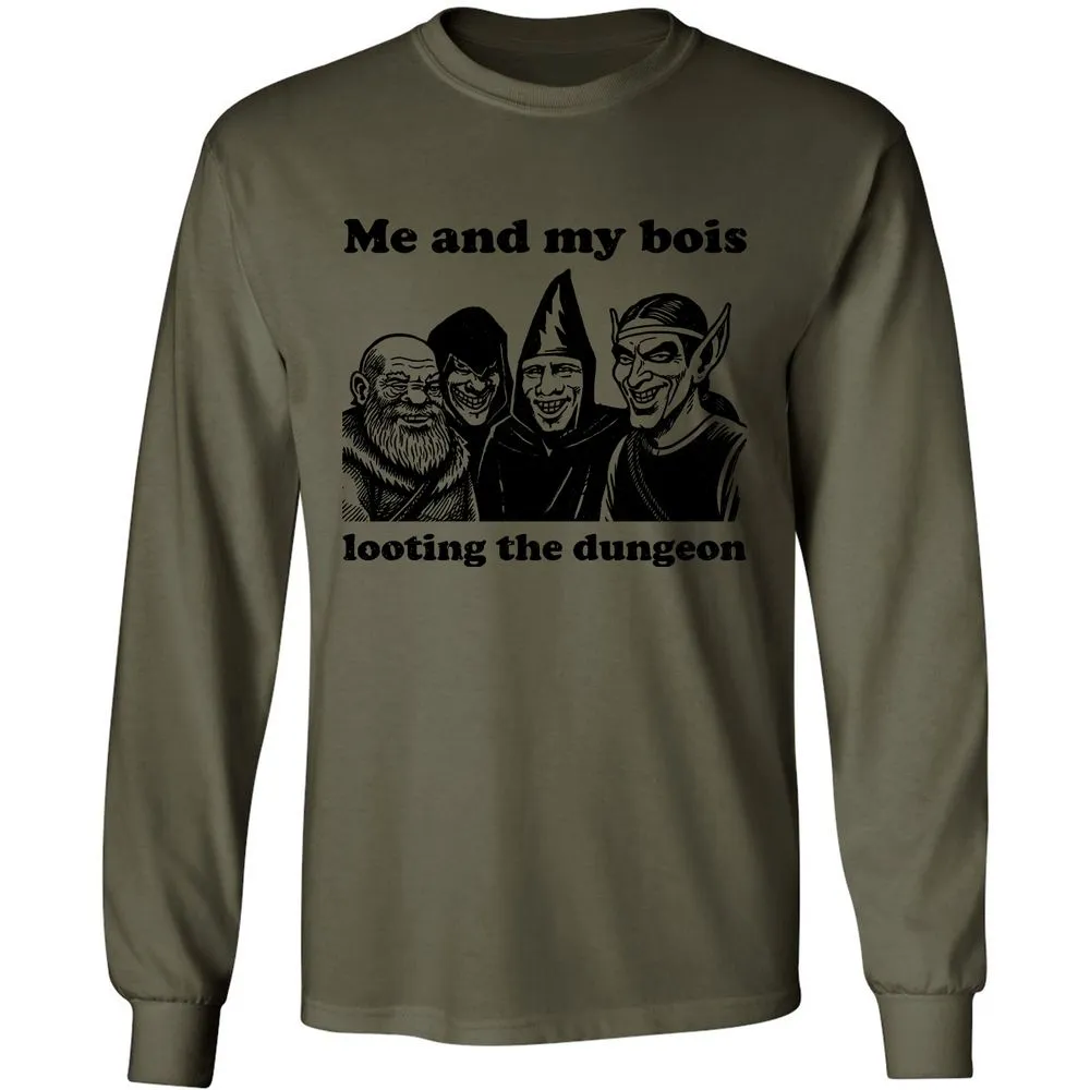 Me and my bois looting the dungeon Long Sleeve T-Shirt - Military Green - 7