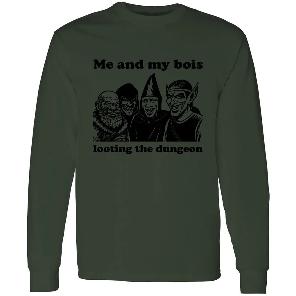 Me and my bois looting the dungeon Long Sleeve T-Shirt - Forest Green - 8