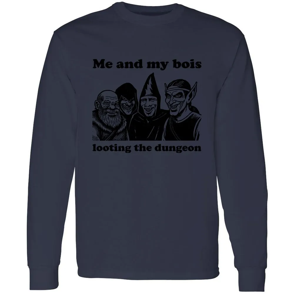 Me and my bois looting the dungeon Long Sleeve T-Shirt - Navy - 12