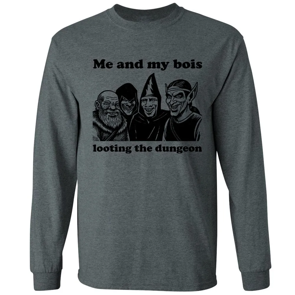 Me and my bois looting the dungeon Long Sleeve T-Shirt - Dark Heather - 15