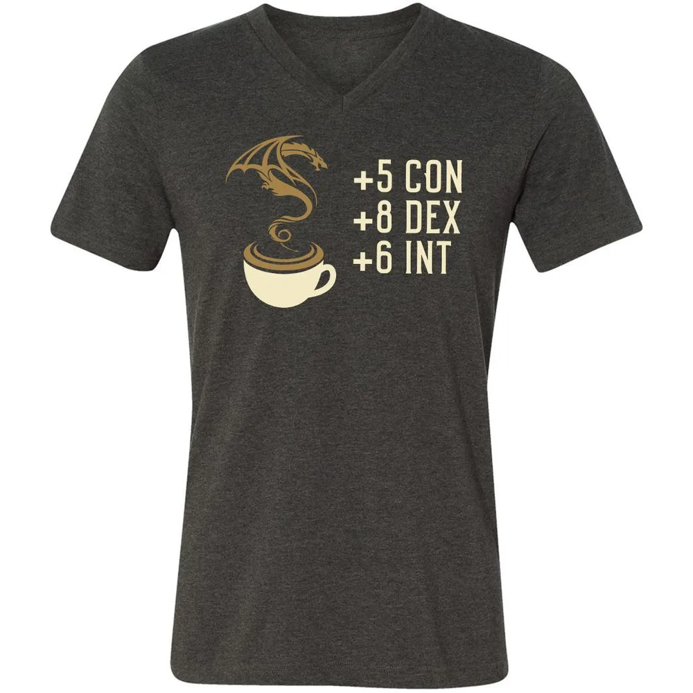 Coffee Dragon Unisex V-Neck T-Shirt - Dark Grey Heather - 8