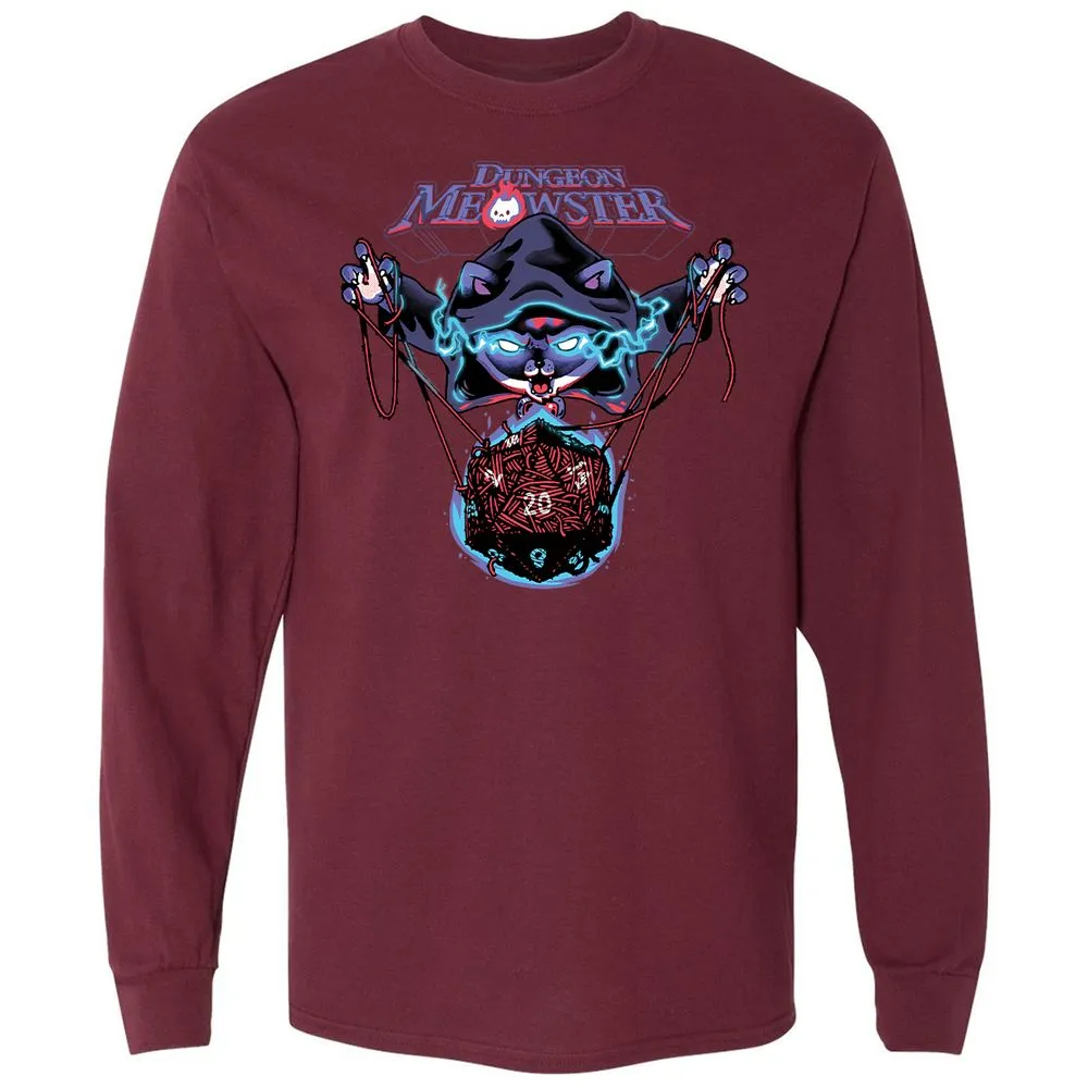 Dungeon Meowster Long Sleeve T-Shirt - Maroon - 11