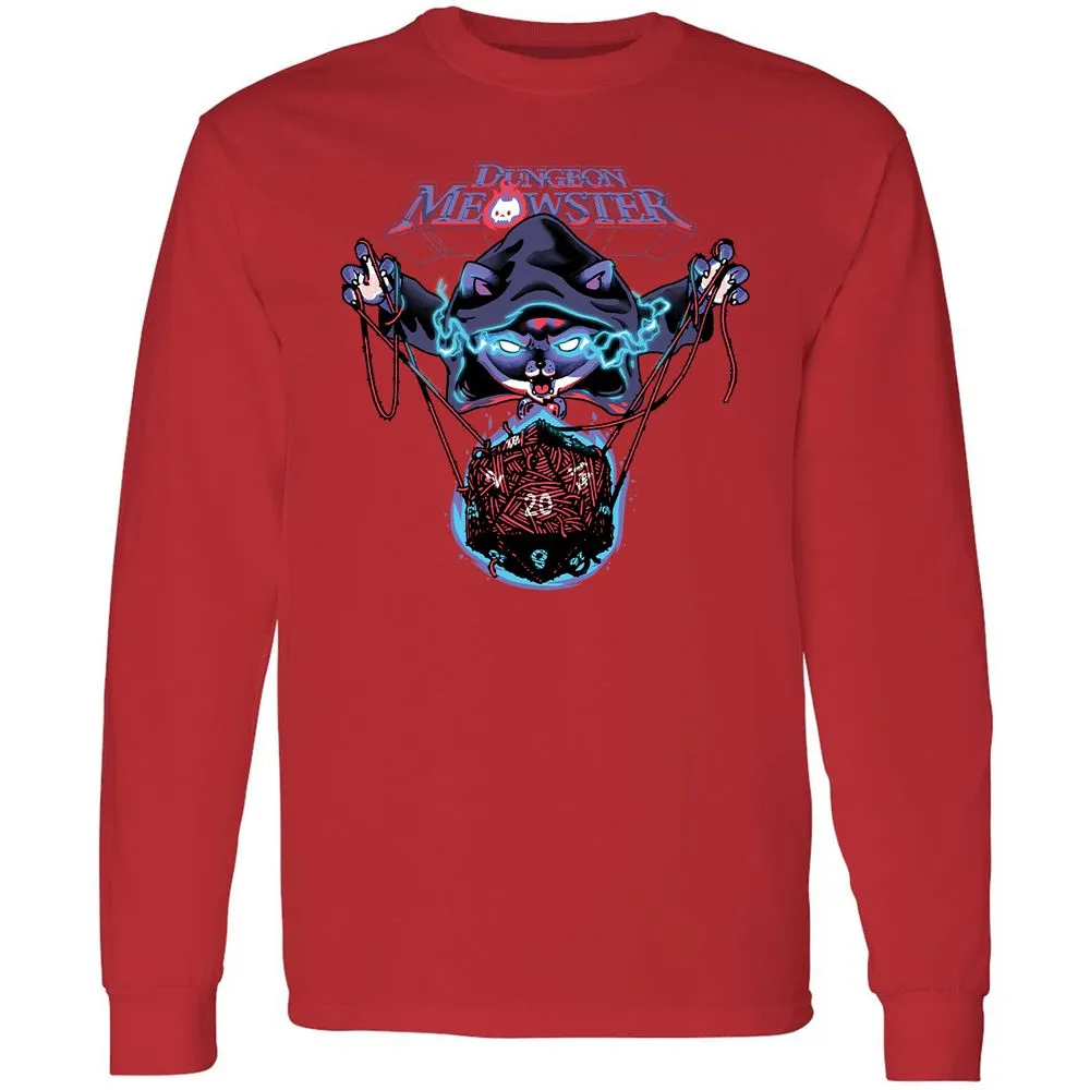 Dungeon Meowster Long Sleeve T-Shirt - Red - 14