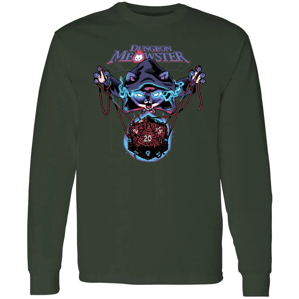 Dungeon Meowster Long Sleeve T-Shirt - Forest Green - 4