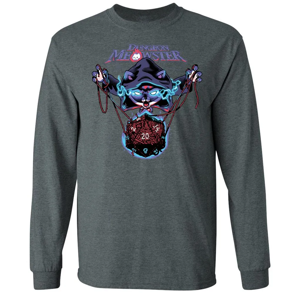 Dungeon Meowster Long Sleeve T-Shirt - Dark Heather - 15