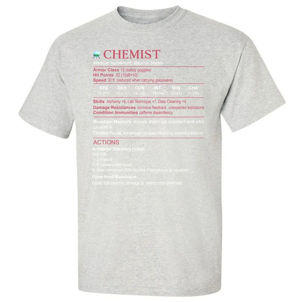 Chemist Stats Classic Unisex T-Shirt - Ash - 2