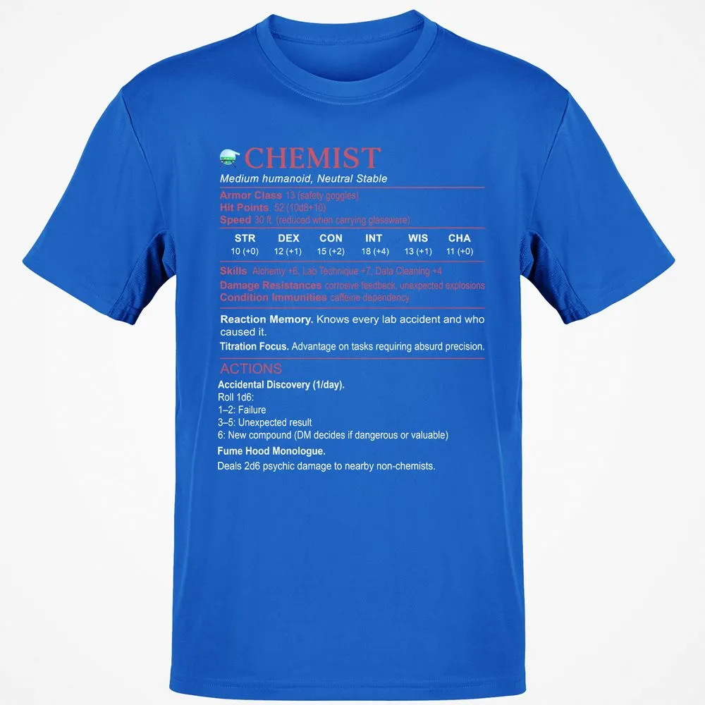 Chemist Stats Classic Unisex T-Shirt - Royal - 11