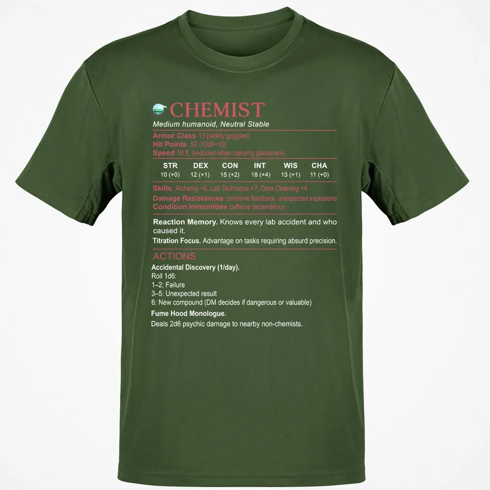 Chemist Stats Classic Unisex T-Shirt - Military Green - 6