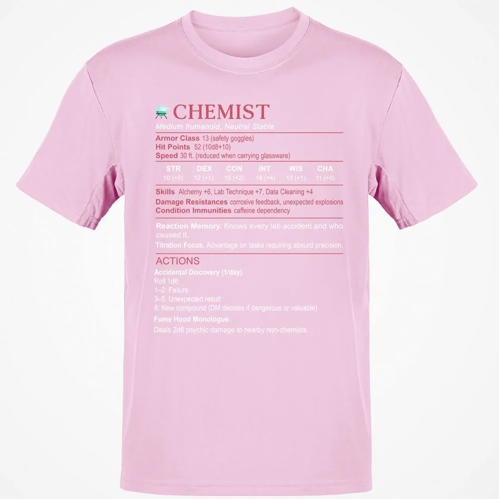 Chemist Stats Classic Unisex T-Shirt - Light Pink - 5