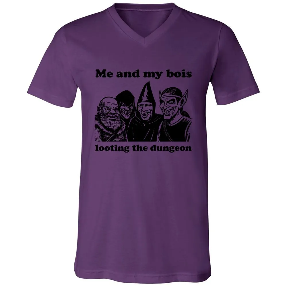Me and my bois looting the dungeon Unisex V-Neck T-Shirt - Team Purple - 2