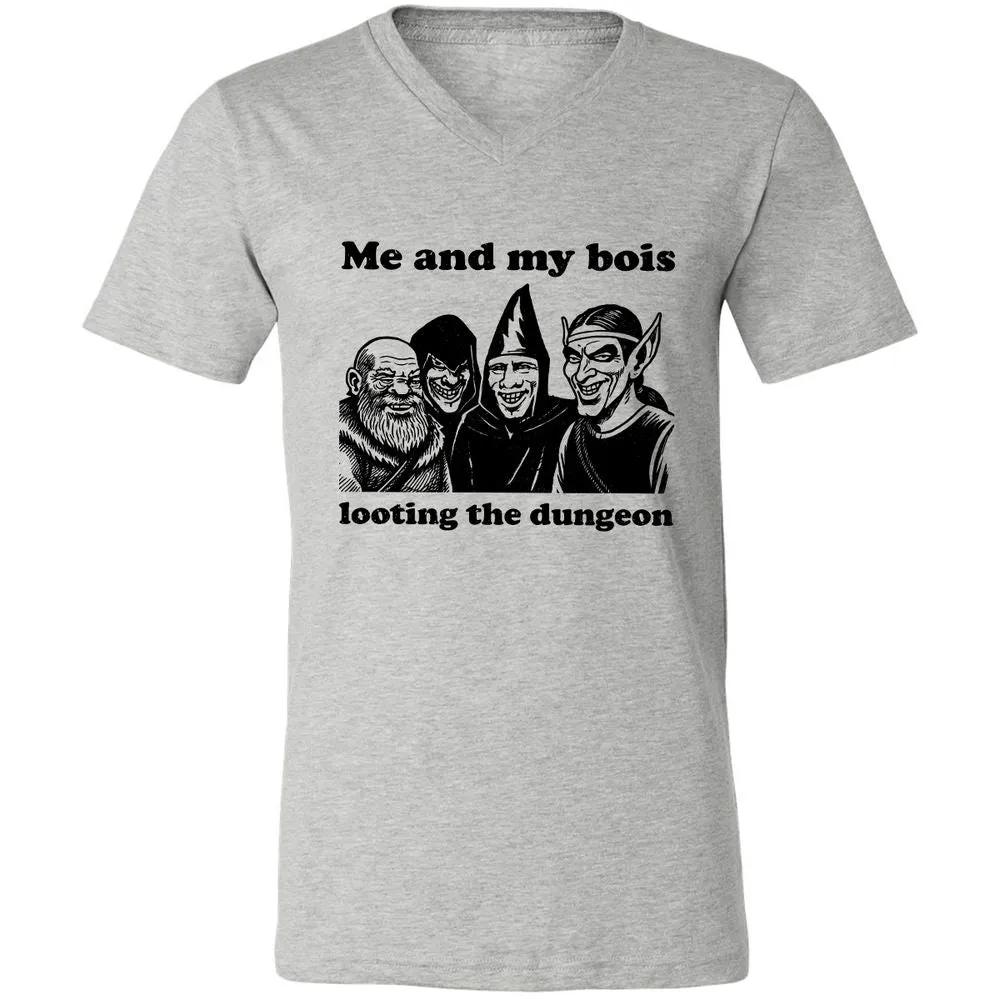 Me and my bois looting the dungeon Unisex V-Neck T-Shirt - Athletic Heather - 7