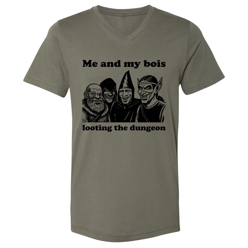 Me and my bois looting the dungeon Unisex V-Neck T-Shirt - Military Green - 10