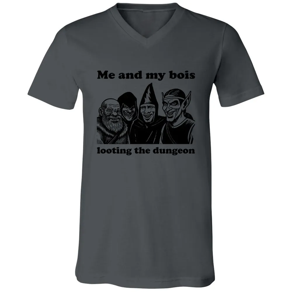 Me and my bois looting the dungeon Unisex V-Neck T-Shirt - Asphalt - 12