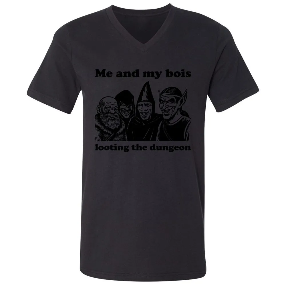 Me and my bois looting the dungeon Unisex V-Neck T-Shirt - Black - 16