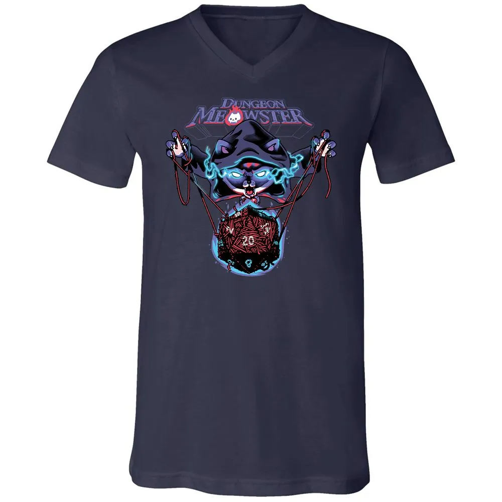 Dungeon Meowster Unisex V-Neck T-Shirt - Navy - 2