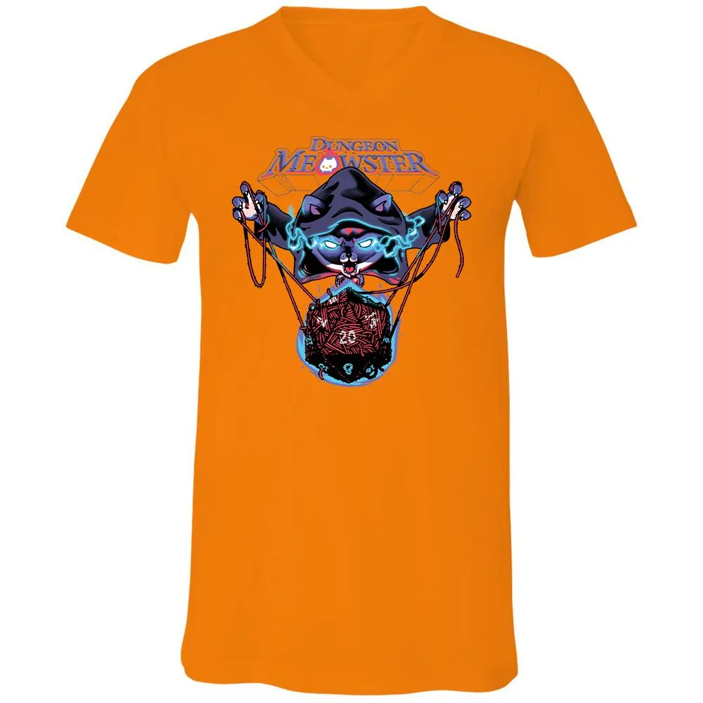 Dungeon Meowster Unisex V-Neck T-Shirt - Orange - 11