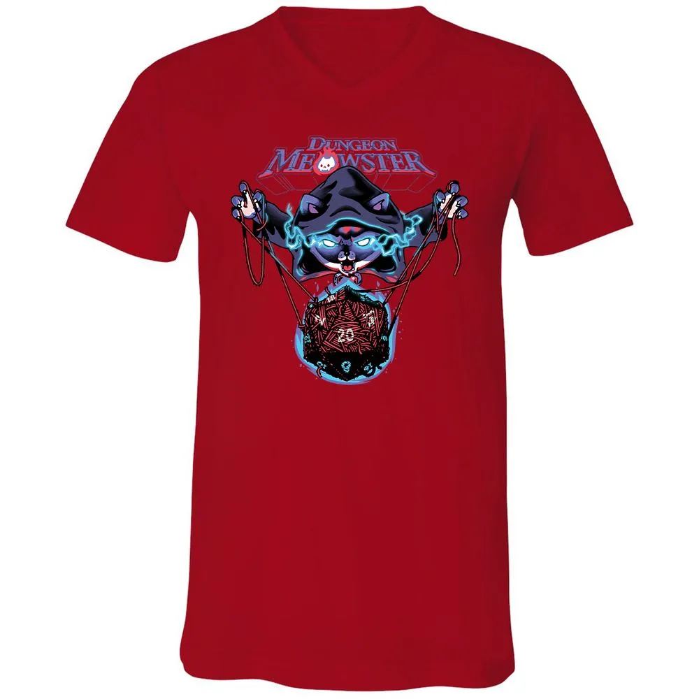 Dungeon Meowster Unisex V-Neck T-Shirt - Red - 3
