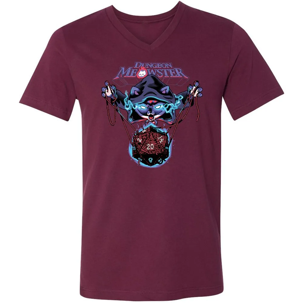 Dungeon Meowster Unisex V-Neck T-Shirt - Maroon - 6