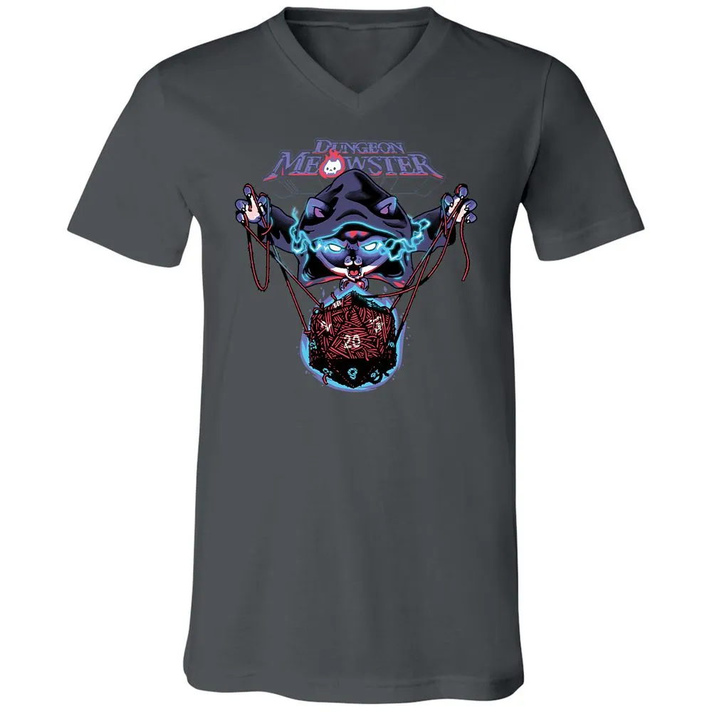 Dungeon Meowster Unisex V-Neck T-Shirt - Asphalt - 12
