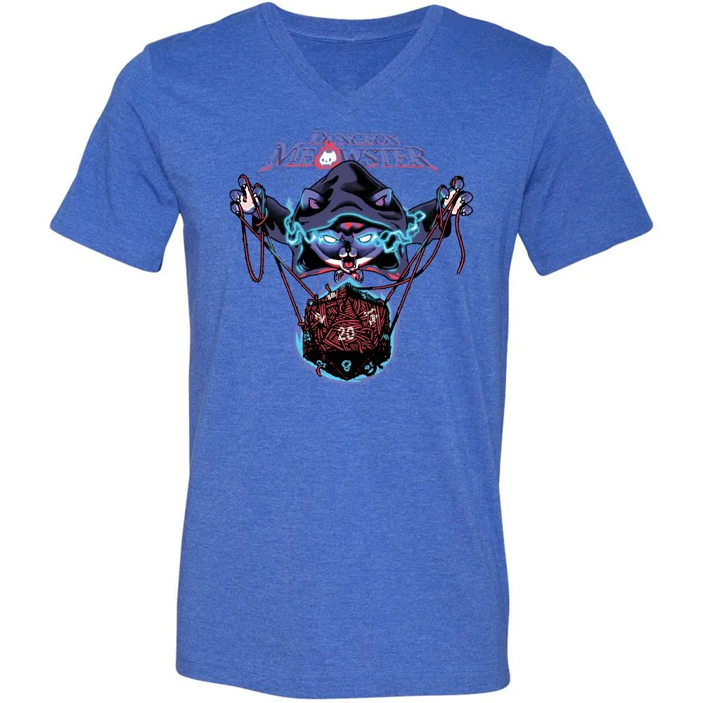 Dungeon Meowster Unisex V-Neck T-Shirt - Heather True Royal - 14