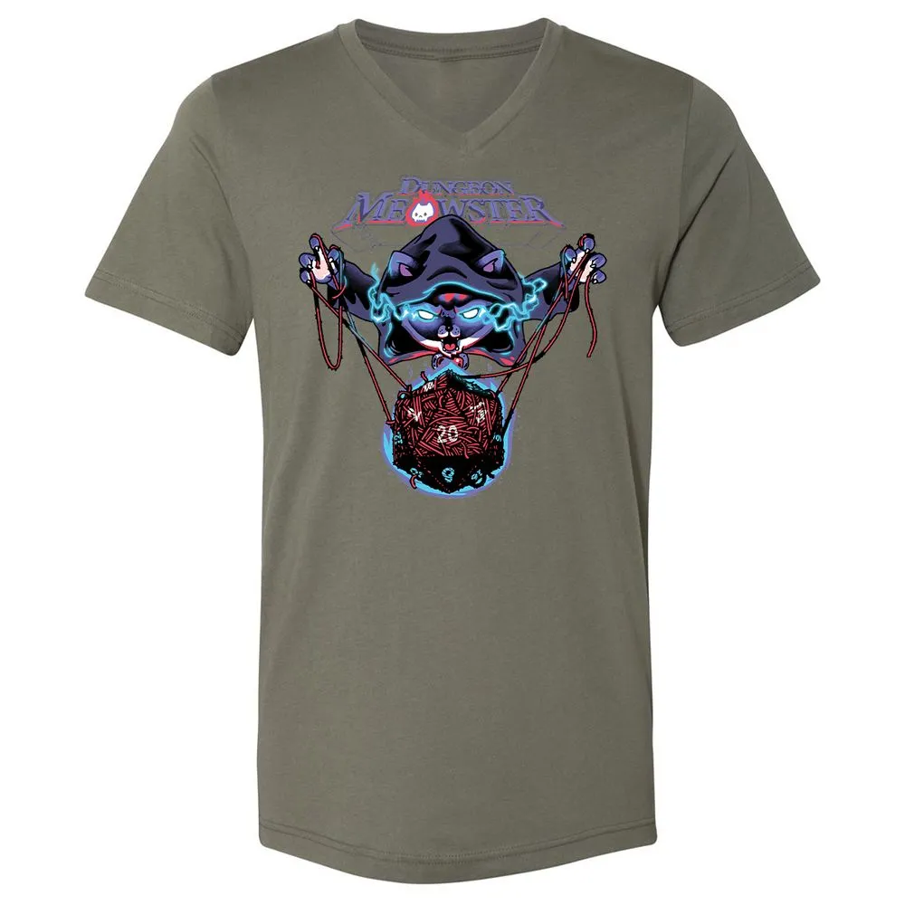 Dungeon Meowster Unisex V-Neck T-Shirt - Military Green - 10